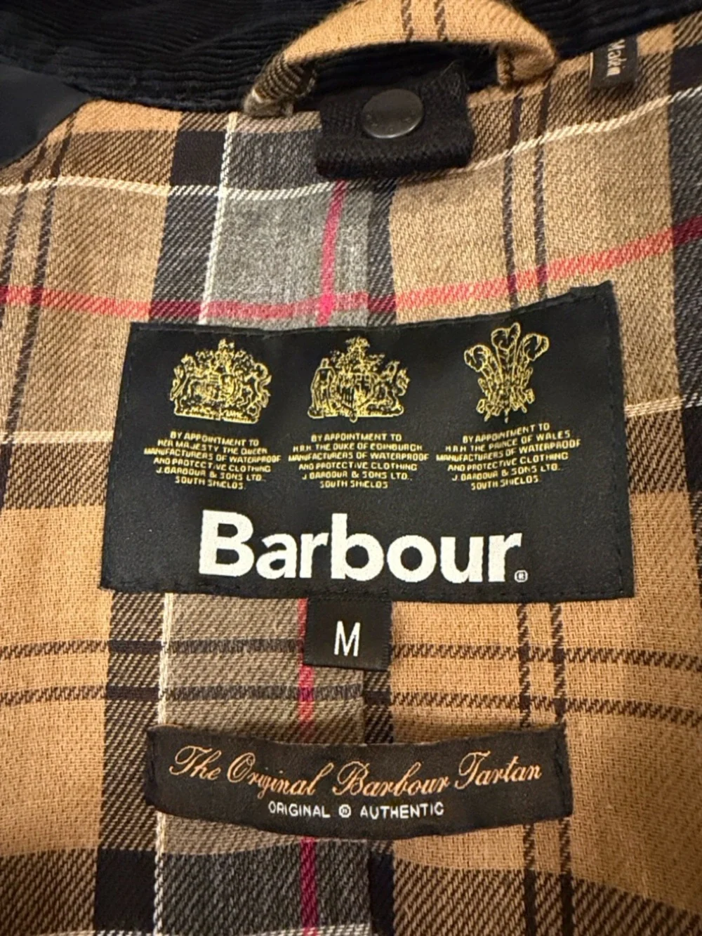 Barbour Navy Waxed Cotton Field Jacket with Cord Collar - Picture 2 of 10